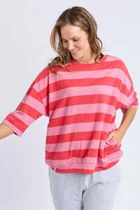 ELM MAZIE BLOCK STRIPE SWEAT - CAYENNE & ROSE