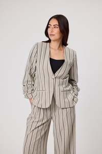 Vogue Coats Jackets: DUO AMBER STRIPED BLAZER - NATURAL STRIPES