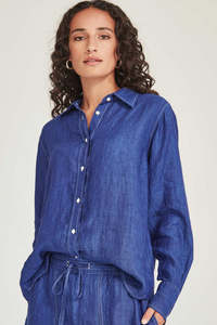 Sills: SILLS PRINCETON LINEN SHIRT - IRIS