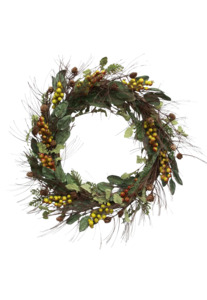 FORAGED GREEN BERRY WREATH - LARGE