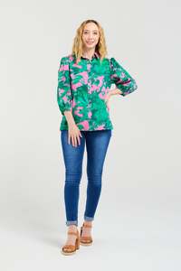 SEDUCE JULIETTE BLOUSE - PINK JUNGLE