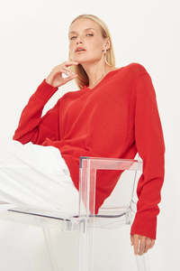 SILLS CARNIVAL V NECK SWEATER - SCARLETT