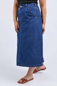 ELM SCALLOP EDGE DENIM SKIRT - MID BLUE WASH