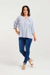 ZAFINA HAZEL TOP - BLUE CHECK