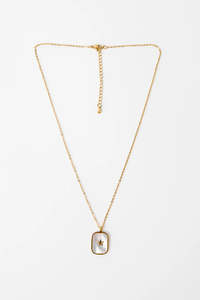 STELLA + GEMMA NECKLACE - GOLD SHELL SQUARE PENDENT WITH MINI STAR