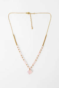 STELLA + GEMMA NECKLACE - GOLD PINK CLOVER