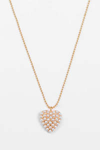 STELLA + GEMMA NECKLACE - GOLD CHAIN WITH HEART PEARLS