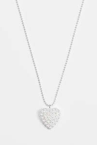 STELLA + GEMMA NECKLACE - SILVER CHAIN WITH HEART PEARLS
