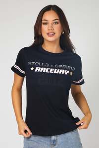 Sale Clothing: STELLA + GEMMA ACE T-SHIRT - RACEWAY NAVY