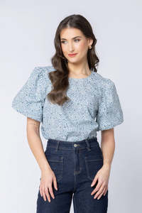 Vogue Tops: SEEKING LOLA KNOWING TOP - SAPPHIRE