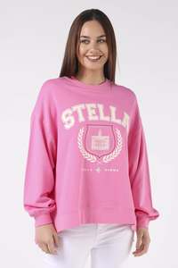 STELLA + GEMMA SUNDAY SWEATER - BRIGHT PINK - COLLEGE HARVARD