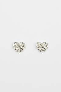 STELLA + GEMMA EARRINGS  HEART SHAPED FLOWER -  SILVER