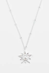Jewellery: STELLA + GEMMA NECKLACE - SILVER STAR/ARROWS WITH PEARL