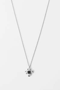 STELLA + GEMMA NECKLACE - SILVER DAISY BLACK CENTRE