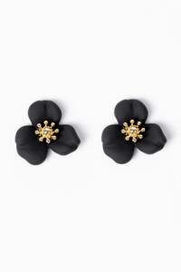 Jewellery: STELLA + GEMMA EARRINGS - DELICATE FLOWER BLACK