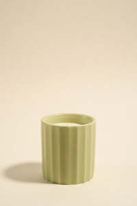 Candles Diffusers: FLO'S HOME WIDE RIB SAGE CERAMIC SCENTED CANDLE