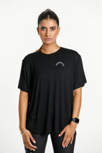 ROSE ROAD TOPHER TEE - BLACK W ROSE ROAD ARCH PRINT