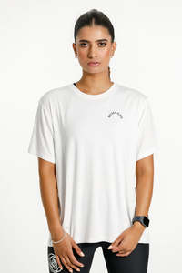 Womens Tees: ROSE ROAD TOPHER TEE - WHITE W ROSE ROAD ARCH PRINT