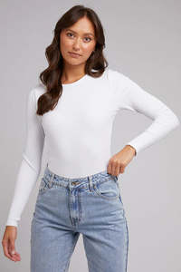 Womens Tees: SILENT THEORY RIB LONG SLEEVE - WHITE