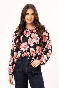 Vogue Tops: SEEKING LOLA CONNECTED BLOUSE - BOLD ROSETTE