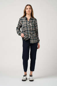 Vogue Tops: MADLY SWEETLY ILLUSION SHIRT - KHAKI MULTI