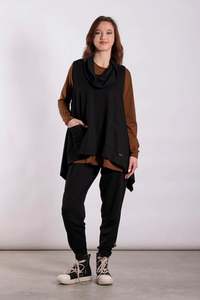 Vogue Tops: DEEANNE HOBBS COWL VEST - NOIR