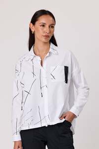 DUO MOXIE TIE HEM SHIRT - WHITE MIX