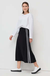 Vogue Skirts: MARCO POLO TWIN STRIPE PONTE SKIRT - BLACK