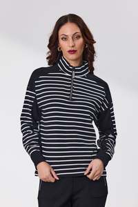 Newport: NEWPORT PARADE SWEATSHIRT - BLACK/WHITE STRIPE