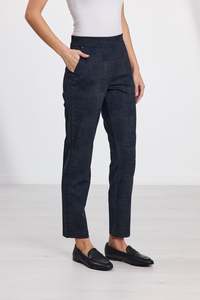 NEWPORT OWEN PONTI PANT - NAVY GRID PRINT