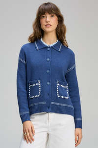 Z P: Z&P TAILORED CARDI - INDIGO