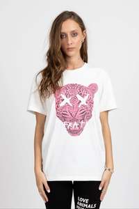 Womens Tees: FEDERATION RUSH TEE LEOPARD - WHITE