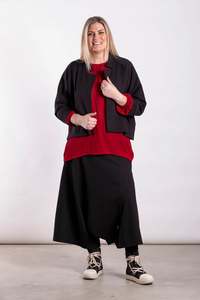 Womens Pants: DEEANNE HOBBS DROP CROTCH DRAPE PANTS - BLACK