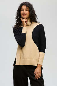 LD & CO SPOT ON ROLL NECK - TAUPE