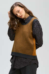 Ld Co: LD & CO PATTERN VEST - TOFFEE