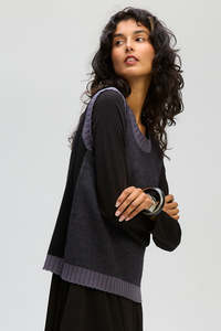 Ld Co: LD & CO PATTERN VEST - BLACK