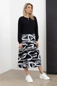 STYLE X LAB CONSCIOUS DRESS - BLACK/WHITE PRINT