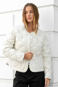 BY ROSA PREMIUM PUTTY DOWN FILLED QUILTED JACKET