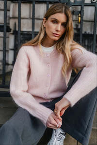 Vogue Cardigans Sweaters: IVY + JACK HIGHLIGHT BLUSH MOHAIR BLEND CARDIGAN