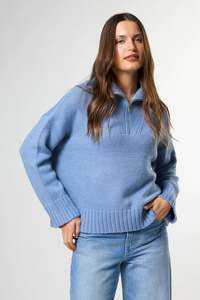STELLA + GEMMA CORY ZIP KNIT - GLACIER BLUE