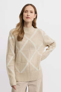 Vogue Cardigans Sweaters: YARRA TRAIL INDIANA KNIT - ALMOND/ECRU