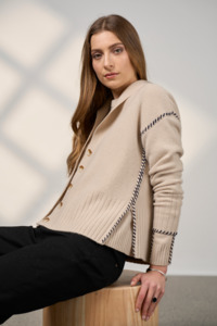 Vogue Cardigans Sweaters: MADLY SWEETLY FIRESIDE CARDI - STONE