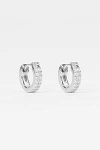 STELLA + GEMMA EARRINGS - SILVER CRYSTAL HUGGIE
