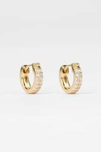 STELLA + GEMMA EARRINGS - GOLD CRYSTAL HUGGIE