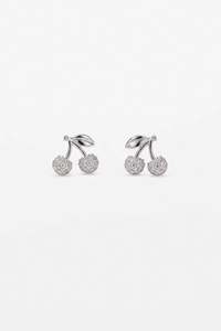 STELLA + GEMMA EARRINGS - SILVER CRYSTAL CHERRIES
