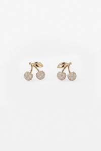 STELLA + GEMMA EARRINGS - GOLD CRYSTAL CHERRIES