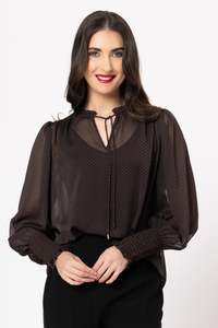 SEEKING LOLA BYRON BLOUSE - MOCHA LACE