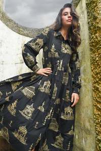 COOP LOOM WITH A VIEW DRESS - BLACK & GOLD