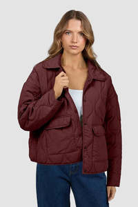 Vogue Coats Jackets: SILENT THEORY ARCHER STITCHED JACKET - CHERRY