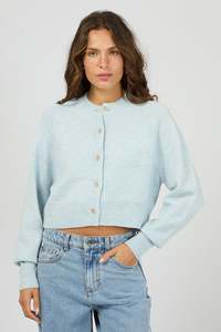 Vogue Cardigans Sweaters: SILENT THEORY LOTUS KNIT CARDIGAN - LIGHT BLUE